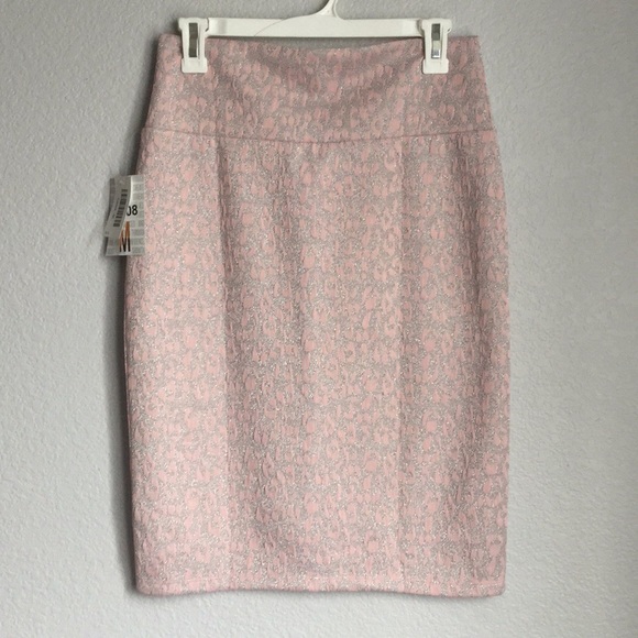 LuLaRoe Dresses & Skirts - Blush pink and glittery silver pencil skirt!!